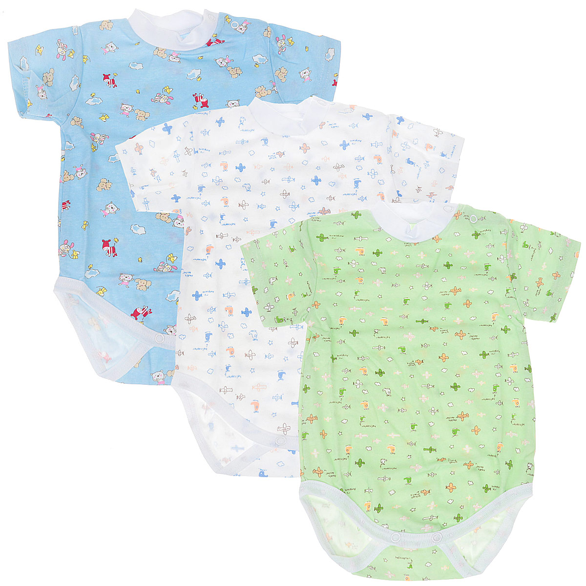Боди-футболка для мальчика, 3 шт. 33-307м33-307м Боди-футболка для мальчика, 3 шт. 33-307м33-307мКомплект Фреш Стайл состоит из трех детских боди для мальчика. Выполненные из натурального хлопка, они мягкие и легкие, не раздражают нежную кожу ребенка и хорошо вентилируются. Боди с воротником-стойкой и короткими рукавами имеют удобные застежки-кнопки на плече и на ластовице, которые помогают легко переодеть младенца или сменить подгузник. Воротник изготовлен из мягкой трикотажной резинки. Украшены боди яркими рисунками. Боди полностью соответствуют особенностям жизни малыша в ранний период, не стесняя и не ограничивая его в движениях!