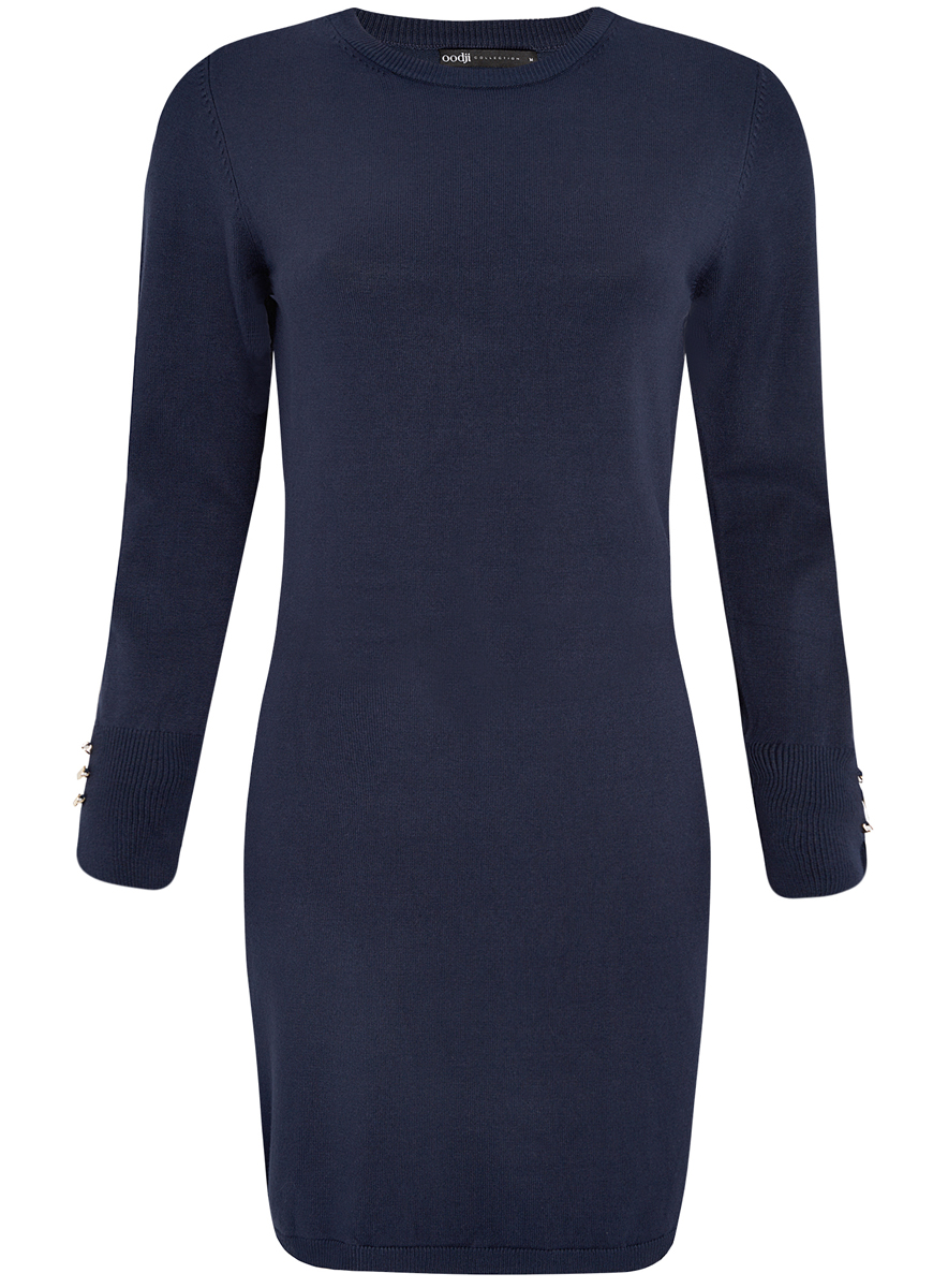 Платье73912217-1B/33506/4900N Платье73912217-1B/33506/4900NМодное трикотажное платье oodji Collection станет отличным дополнением к вашему гардеробу. Модель выполнена из вискозы с добавлением полиамида. Платье-миди с круглым вырезом горловины и длинными рукавами выполнено в лаконичном дизайне. Вырез горловины, манжеты рукавов и низ изделия связаны резинкой. Манжеты рукавов оформлены декоративными разрезами и украшены пуговицами.
