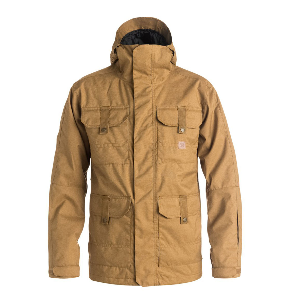 КурткаEDYTJ03022-CNE0 КурткаEDYTJ03022-CNE0Мужская куртка Quiksilver выполнена из 100% полиэстера. В качестве подкладки и утеплителя также используется полиэстер. Изделие произведено из сырья высшего качества. Модель с несъемным капюшоном застегивается на застежку-молнию и имеет ветрозащитную планку на липучках. Край капюшона дополнен шнурком-кулиской и небольшим укрепленным козырьком. Низ рукавов дополнен хлястиком на кнопке, а внутренняя часть рукава оформлена эластичным манжетом с прорезью для большого пальца. Спереди расположено четыре накладных кармана с клапанами на кнопках и липучках и по бокам они же дополнены карманами на молнии, а с внутренней стороны - один накладной карман из сетчатой ткани. Под защитной планкой расположена застежка молния, которая дополнена отверстием для наушников. В поясе с внутренней стороны куртка имеет дополнительную подкладку на резинке, которая защитит от ветра и попадания снега.