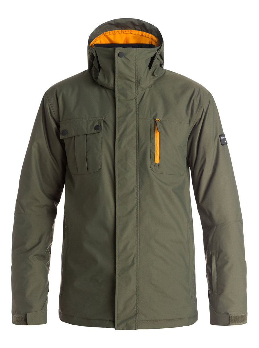 КурткаEQYTJ03068-CSN0 КурткаEQYTJ03068-CSN0Мужская куртка Quiksilver Mission Solid выполнена из 100% нейлона. В качестве подкладки и утеплителя используется 100% полиэстер. Материл изготовлен при помощи технологии DryFlight и WarmFlight. Технология DryFlight предназначена для того, чтобы обеспечить ощущение сухости и тепла, а также защитить от перегревания, а технология WarmFlight гарантирует вам теплый уют даже в условиях откровенного ненастья. Модель с воротником-стойкой и съемным капюшоном застегивается на застежку-молнию с защитой для подбородка и имеет ветрозащитную планку на липучках и кнопках. Край капюшона дополнен эластичным шнурком-кулиской. Капюшон пристёгивается к изделию за счет кнопок. Низ рукавов дополнен эластичными манжетами и хлястиком на липучке, а низ изделия эластичным шнурком-кулиской со стоплерами. С внутренней стороны модель имеет не съемную ветрозащитную планку с прорезиненным краем. Внутренняя часть проймы дополнена застежкой-молнией и сетчатой вставкой для лучшей вентиляции. Спереди расположено два...