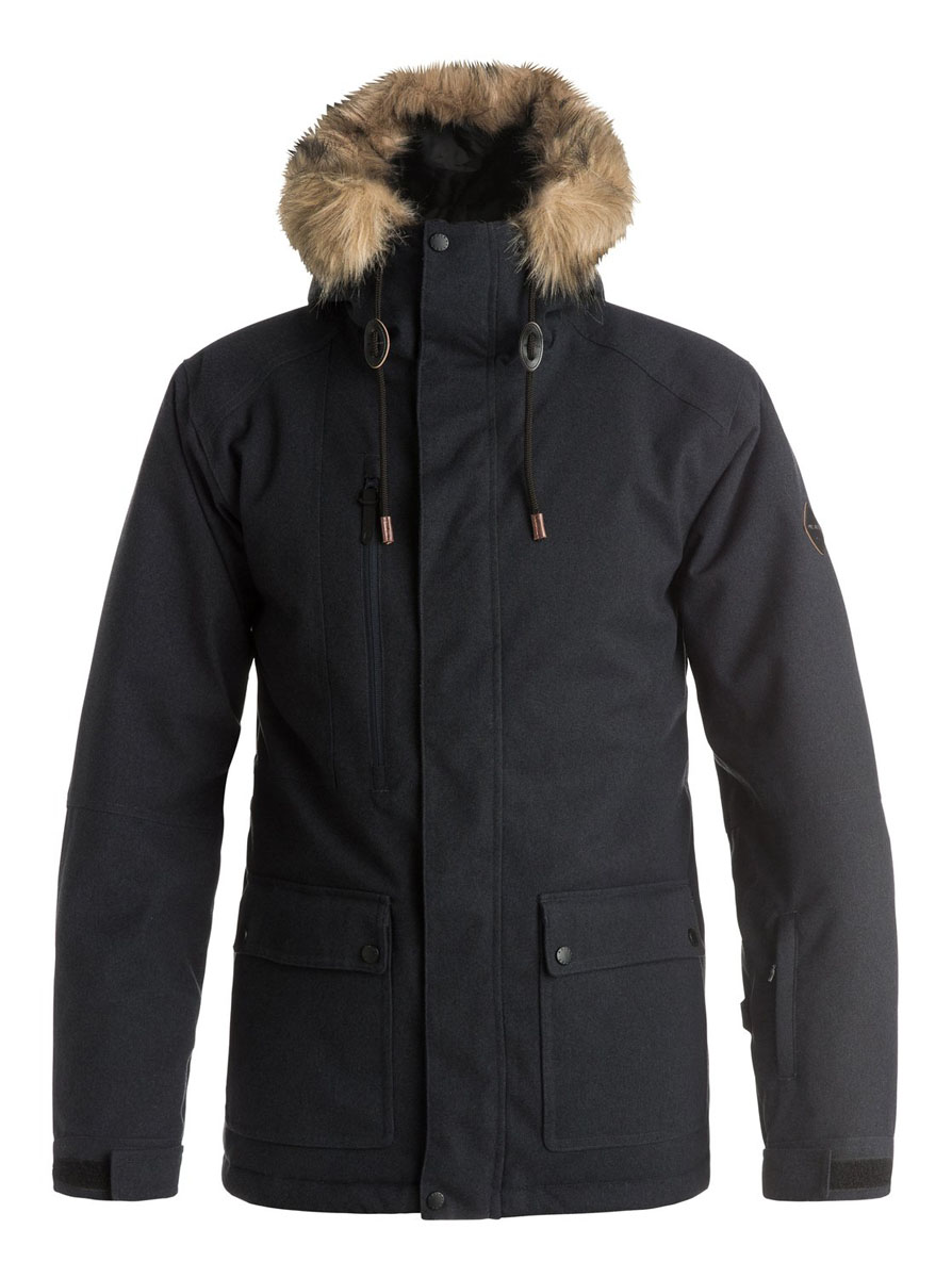 КурткаEQYTJ03062-KVJ0 КурткаEQYTJ03062-KVJ0Мужская куртка Quiksilver Selector выполнена из 100% полиэстера. В качестве подкладки и утеплителя также используется полиэстер. Материл изготовлен при помощи технологии DryFlight и WarmFlight. Технология DryFlight предназначена для того, чтобы обеспечить ощущение сухости и тепла, а также защитить от перегревания, а технология WarmFlight гарантирует вам теплый уют даже в условиях откровенного ненастья. Модель с несъемным капюшоном застегивается на застежку-молнию с защитой для подбородка и имеет ветрозащитную планку на липучках и кнопках. Край капюшона оформлен искусственным мехом и дополнен шнурком-кулиской. Мех пристёгивается к капюшону за счет кнопок. Низ рукавов дополнен эластичными манжетами и хлястиком на липучке, а низ изделия эластичным шнурком-кулиской. С внутренней стороны модель имеет съемную ветрозащитную планку с прорезиненным краем. Внутренняя часть проймы дополнена застежкой-молнией и сетчатой вставкой для лучшей вентиляции. Спереди расположено два накладных кармана с...