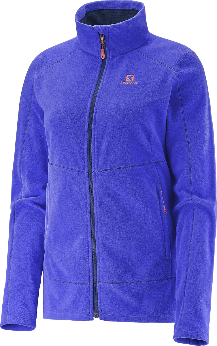ОлимпийкаL37514200 ОлимпийкаL37514200Женская олимпийка Salomon Contour Fz с длинными рукавами и воротником-стойкой выполнена из мягкого микрофлиса Polarteс. Модель застегивается на застежку-молнию, оснащена двумя втачными карманами на застежках-молниях спереди.