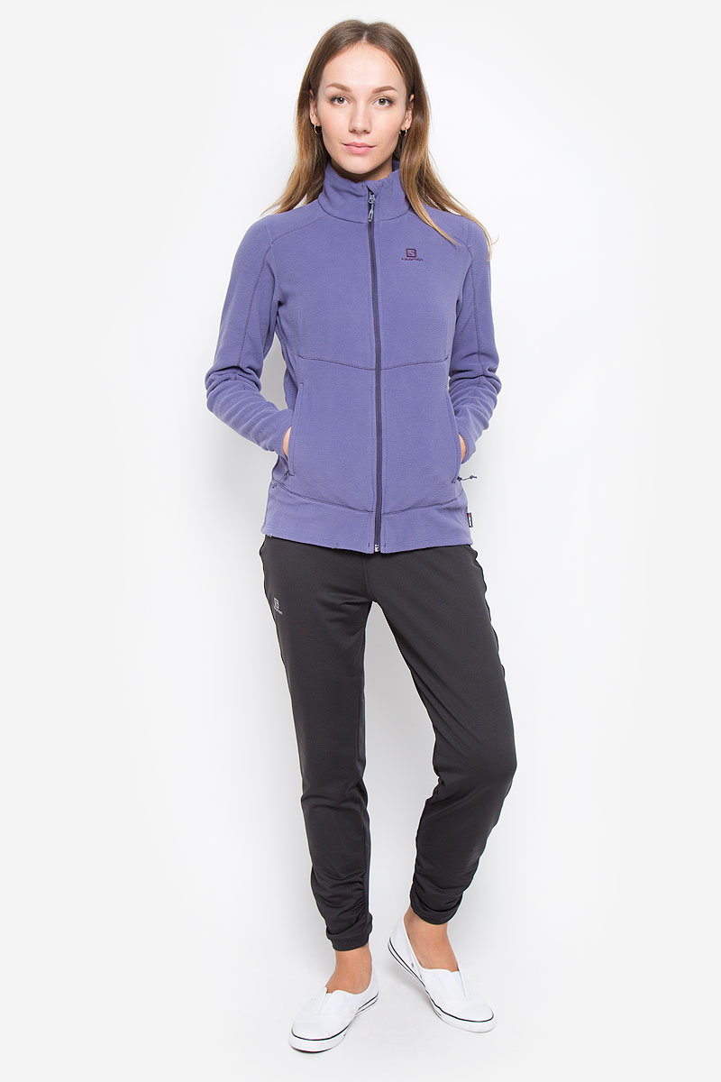 ОлимпийкаL37514200 ОлимпийкаL37514200Женская олимпийка Salomon Contour Fz с длинными рукавами и воротником-стойкой выполнена из мягкого микрофлиса Polarteс. Модель застегивается на застежку-молнию, оснащена двумя втачными карманами на застежках-молниях спереди.