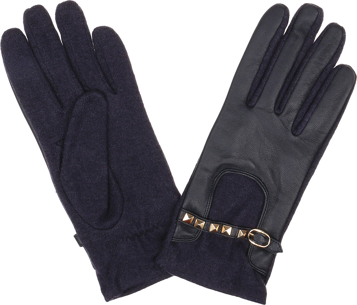 Перчатки3.5-12 navy Перчатки3.5-12 navyСтильные женские перчатки Fabretti не только защитят ваши руки, но и станут великолепным украшением. Перчатки выполнены из натуральной кожи ягненка и высококачественной шерсти. Модель оформлена декоративным хлястиком с застежкой и металлическими заклепками. Перчатки имеют строчки-стежки на запястье, которые придают большее удобство при носке. Стильный аксессуар для повседневного образа.