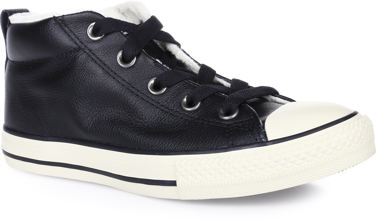 Кеды645201FW16 Кеды645201FW16Кеды Converse Chuck Taylor All Star Street выполнены из натуральной кожи и оформлены фирменной нашивкой. Внутренняя боковая дополнена люверсами. Ярлычок на заднике облегчит надевание модели. На ноге модель фиксируется с помощью шнурков. Внутренняя поверхность и стелька выполнены из искусственного меха, который обеспечит тепло и комфорт. Подошва изготовлена из высококачественной резины и дополнена протектором, который гарантирует отличное сцепление с любой поверхностью.