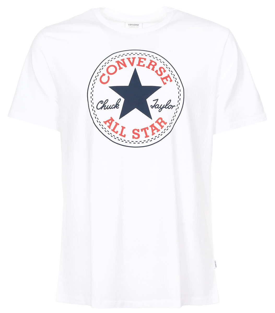 Футболка10002848035 Футболка10002848035Мужская футболка Core Chuck Patch Tee от Converse поможет создать отличный современный образ. Модель, изготовленная из натурального хлопка, очень мягкая, тактильно приятная, не сковывает движения и позволяет коже дышать. Футболка с круглым вырезом горловины и короткими рукавами оформлена спереди фирменным принтом. Вырез горловины дополнен трикотажной резинкой.