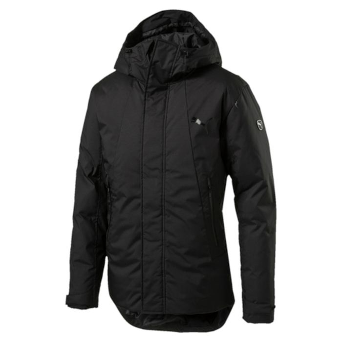 Куртка838652_01 Куртка838652_01Теплая и стильная куртка Puma Active Protective Down Jacket. Модель декорирована логотипом PUMA, нанесенным методом глянцевой печати, а также силиконовой эмблемой PUMA. Модель изготовлена с использованием технологии stormCELL из водонепроницаемых, но в то же время дышащих материалов, способных справиться с любой непогодой. Среди других отличительных особенностей модели – капюшон с регулировкой размера спереди и сзади при помощи затягивающихся шнуров со стопорами, ветрозащитный клапан на липучке и наращенный спереди ворот, надежно закрывающий шею и подбородок, язычки застежек-молний из светоотражающего материала, манжеты на застежке-липучке, вторые удлиненные манжеты из эластичного материала с отверстием для большого пальца, боковые карманы на молнии с блестящим покрытием, снабженные односторонней флисовой подкладкой, подол с кулиской и затягивающимся шнуром со стопорами для регулирования посадки, петля для вешалки, висячий ярлык с указанием состава наполнителя.