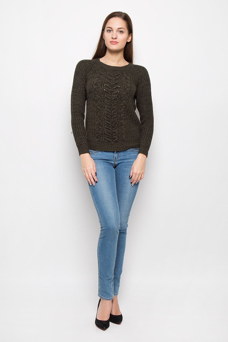 Джемпер10157980_Grenadine Джемпер10157980_GrenadineМодный женский джемпер Vero Moda, изготовленный из акрила, приятный на ощупь, не сковывает движений и обеспечивает комфорт. Модель с круглым вырезом горловины и длинными рукавами-реглан оформлена оригинальным вязаным узором. Горловина, манжеты рукавов и низ джемпера связаны резинкой.