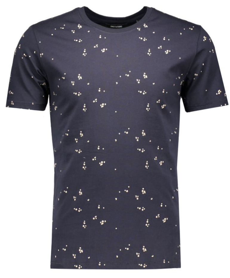 Футболка22004128_Dark Navy Футболка22004128_Dark NavyМужская футболка Only & Sons с короткими рукавами и круглым вырезом горловины выполнена из натурального хлопка. Футболка украшена мелким принтом в виде контрастных точек.