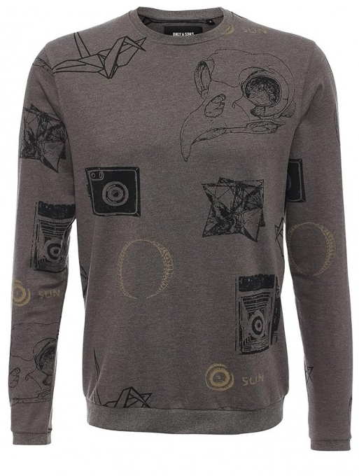 Свитшот22004190_Dark Grey Melange Свитшот22004190_Dark Grey MelangeСтильный мужской свитшот Only & Sons, изготовлен из хлопка с добавлением вискозы. Модель свободного кроя с круглым вырезом горловины и длинными рукавами. Воротник и низ изделия оформлены трикотажными резинками.