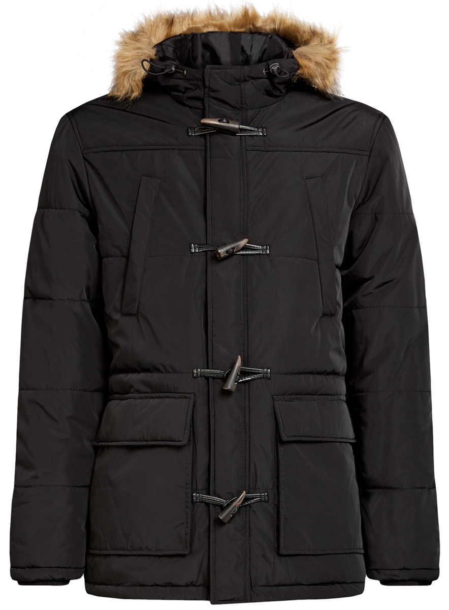 Куртка1L412026M/44449N/2900N Куртка1L412026M/44449N/2900NСтильная мужская куртка oodji Lab изготовлена из высококачественного полиэстера. В качестве утеплителя используется полиэстер. Модель с несъемным капюшоном, оформленным искусственным мехом, застегивается на застежку-молнию и дополнительно на клапан с пуговицами и кнопками. Капюшон регулируется с помощью эластичного шнурка со стопперами. Спереди расположены четыре накладных кармана, два из которых с клапанами на кнопках, на груди - два прорезных кармана на кнопках, с внутренней стороны - накладной карман с клапаном на кнопке. Манжеты рукавов дополнены трикотажными напульсниками.