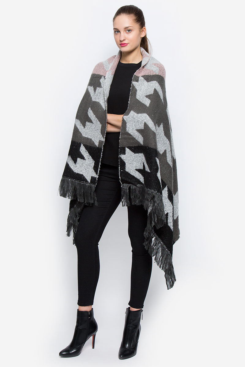 ПончоKA5177_Multi Large Dogstooth ПончоKA5177_Multi Large DogstoothТеплое женское пончо Glamorous, изготовленное из высококачественного акрила, идеальный вариант для прохладной погоды. Изделие очень мягкое и приятное на ощупь. Модель оформлена стильным принтом и крупной бахромой.