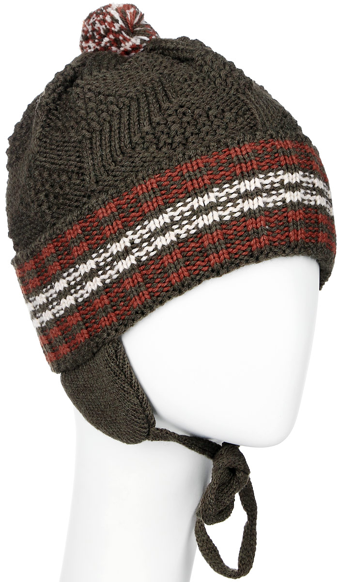 ШапкаMBU6034/2 ШапкаMBU6034/2Теплая детская шапка Marhatter отлично дополнит образ вашего ребенка в холодную погоду. Сочетание шерсти и акрила максимально сохраняет тепло и обеспечивает удобную посадку. Подкладка выполнена из мягкого флиса. Шапка оформлена контрастным принтом, дополнена по низу большим отворотом и немного удлиненным ушками с завязками-шнурочками. На макушке дополнена небольшим пушистым помпоном. Уважаемые клиенты! Размер, доступный для заказа, является обхватом головы.