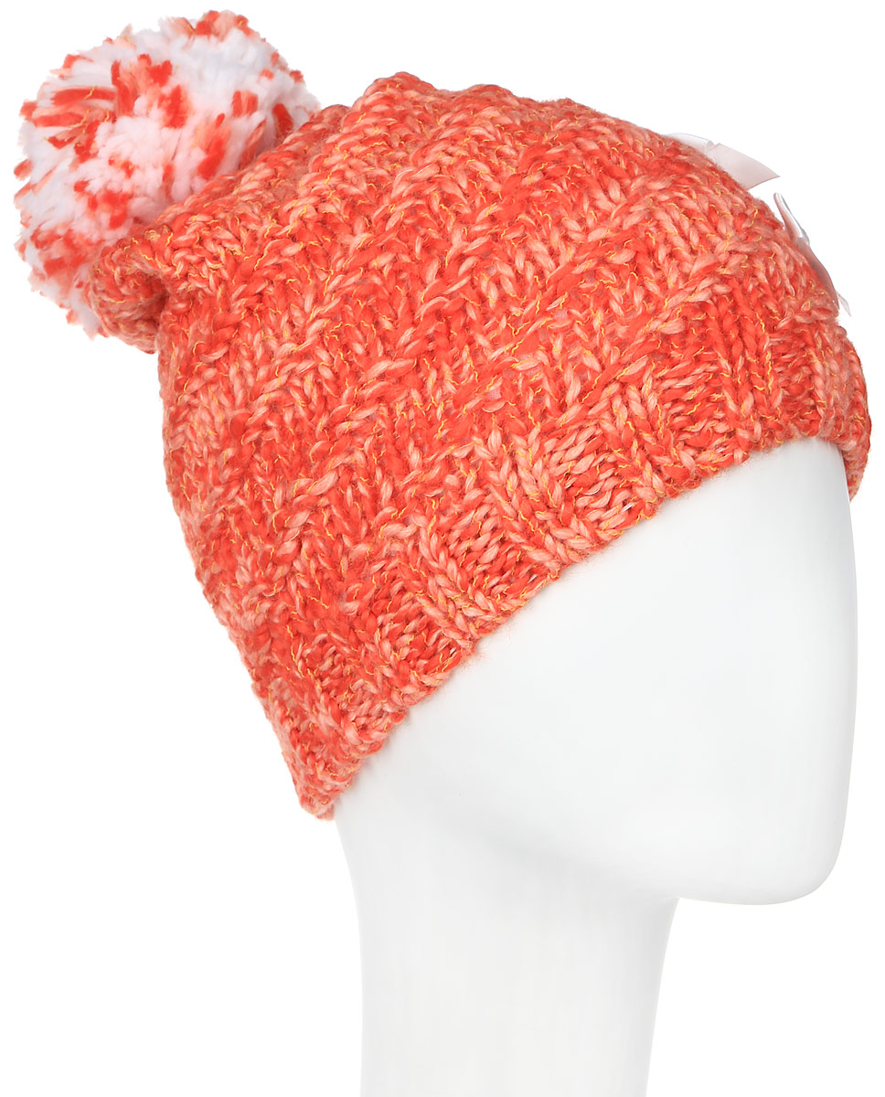 ШапкаMGH5041/2 ШапкаMGH5041/2Детская шапка Marhatter выполнена из шерсти и акрила, подкладка - из полиэстера. Вязаная модель дополнена помпоном и декорирована аппликацией из бантов со стразами. По низу изделие оформлено вязаной резинкой. Уважаемые клиенты! Размер, доступный для заказа, является обхватом головы.