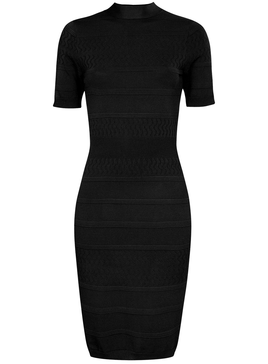 Платье73912221/46136/2900N Платье73912221/46136/2900NПлатье oodji Collection выполнено из полиамида с добавлением вискозы. Модель с воротником-стойкой и короткими рукавами сзади застегивается на две пуговицы. Оформлено изделие оригинальным узором. Талия, низ изделия и манжеты рукавов дополнены резинкой.
