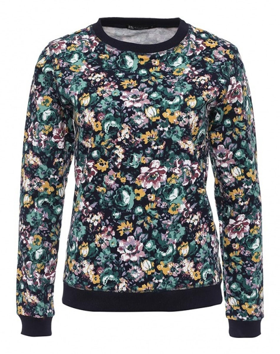 Свитшот262002_15179_TR Felpa, navy flowers Свитшот262002_15179_TR Felpa, navy flowersСтильный женский свитшот F5 выполнен из натурального хлопка. Модель с круглым вырезом горловины и длинными рукавами оформлена цветочным принтом.