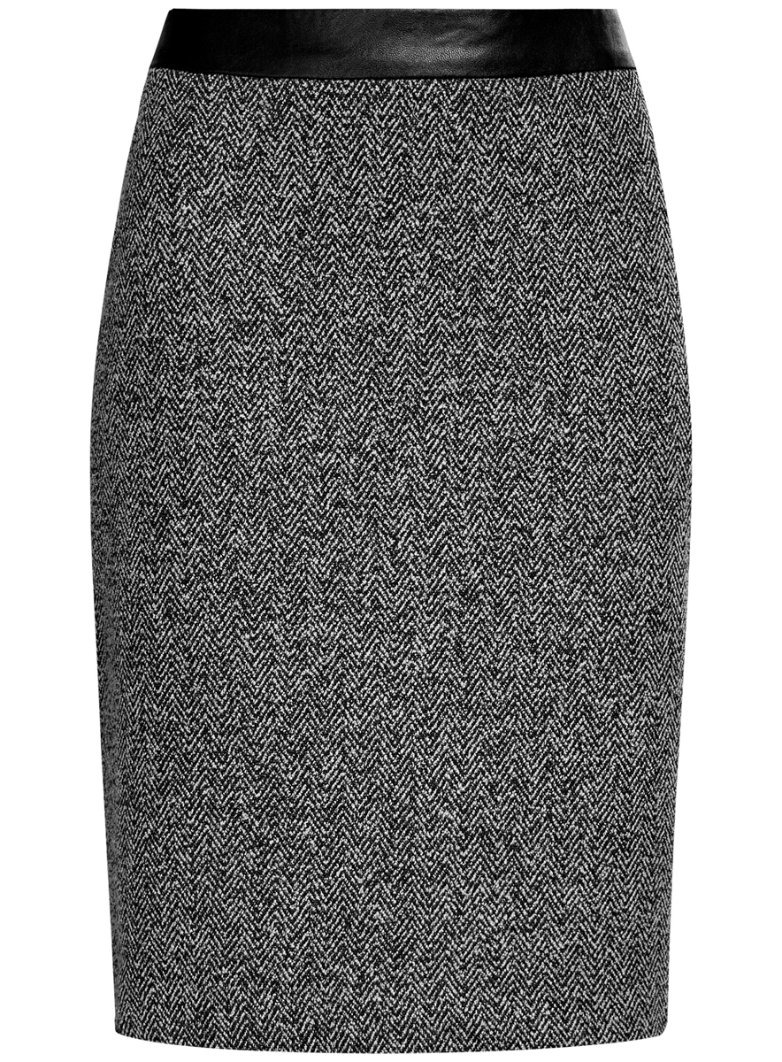 Юбка24101042-3/46082/2912J Юбка24101042-3/46082/2912JЮбка oodji Collection выполнена из полиэстера с добавлением вискозы. Юбка-карандаш средней длины застегивается на застежку-молнию на спинке. Модель оформлена узором-елочкой.
