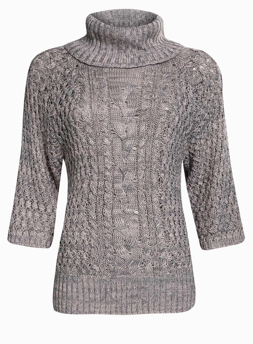Свитер73805613/45909/2340M Свитер73805613/45909/2340MЖенский свитер oodji Collection изготовлен из высококачественной комбинированной пряжи из акрила с добавлением шерсти и полиэстера. Свитер с рукавами-реглан до локтя и воротником-гольф оформлен объемным вязаным узором-косичкой. Воротник, манжеты рукавов и низ свитера связаны резинкой.