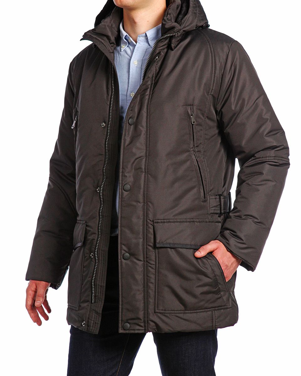 Куртка14421_Black Куртка14421_BlackМужская куртка Xaska изготовлена из высококачественного полиэстера. В качестве утеплителя используется холлофайбер. Куртка с съемным капюшоном застегивается на застежку-молнию, а также дополнительно имеет ветрозащитную планку на кнопках. Капюшон оснащен текстильным шнурком со стопперами. Рукава дополнены внутренними эластичными манжетами. Спереди имеются шесть карманов на застежках-молниях и кнопках, внутри расположены два прорезных кармана на застежках-молниях. По бокам куртка регулируется при помощи хлястика с металлическими фиксаторами.