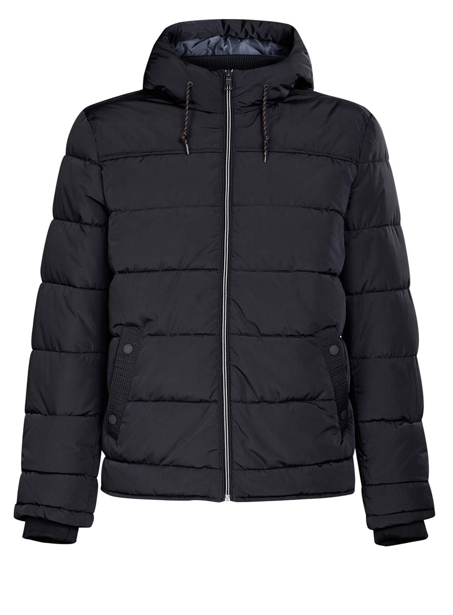 Куртка1B112006M/39877N/2900N Куртка1B112006M/39877N/2900NМужская куртка oodji Basic выполнена из 100% полиэстера. В качестве подкладки и утеплителя также используется полиэстер. Модель с несъемным капюшоном застегивается на застежку-молнию. Капюшон дополнен по краю шнурком-кулиской, а по низу - эластичной резинкой. Рукава имеют внутренние эластичные манжеты. Низ изделия дополнен эластичным шнурком-кулиской. Спереди расположено два прорезных кармана на кнопках, а с внутренней стороны - прорезной карман на застежке-молнии.
