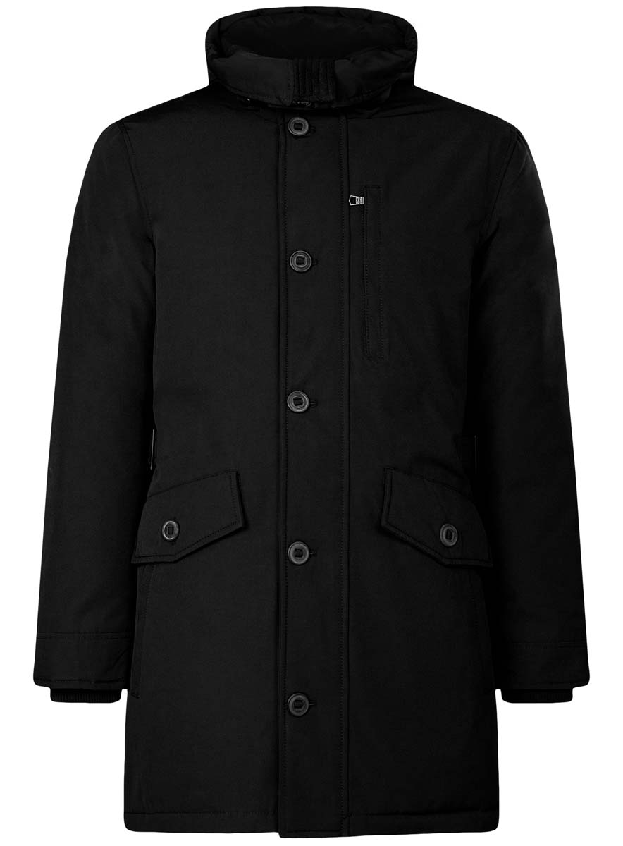 Куртка1L414003M/44429N/2900N Куртка1L414003M/44429N/2900NСтильная мужская куртка oodji Lab изготовлена из полиэстера с добавлением хлопка. В качестве утеплителя используется полиэстер. Куртка с несъемным капюшоном застегивается на застежку-молнию и дополнительно на клапан с пуговицами. Капюшон регулируется с помощью эластичного шнурка и ремешка. Спереди расположены четыре накладных кармана, два из которых с клапанами на пуговицах, на груди - прорезной карман на застежке-молнии, с внутренней стороны - два прорезных кармана на кнопках и накладной карман с клапаном на кнопке. Манжеты рукавов дополнены трикотажными напульсниками. На спинке по линии талии расположен регулирующий ремешок с пряжками.