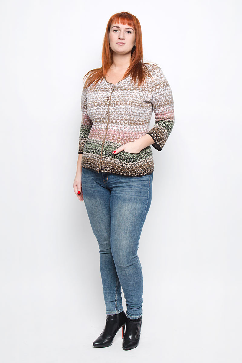 Жакет1156 Жакет1156Стильный женский жакет от Milana Style, выполненный из качественной пряжи, отлично дополнит ваш образ. Модель с круглым вырезом горловины и рукавами 3/4 застегивается на пуговицы по всей длине. Жакет дополнен двумя накладными карманами. Модель имеет вшивные плечики.