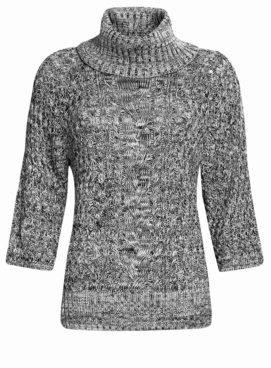Свитер73805613/45909/2340M Свитер73805613/45909/2340MЖенский свитер oodji Collection изготовлен из высококачественной комбинированной пряжи из акрила с добавлением шерсти и полиэстера. Свитер с рукавами-реглан до локтя и воротником-гольф оформлен объемным вязаным узором-косичкой. Воротник, манжеты рукавов и низ свитера связаны резинкой.