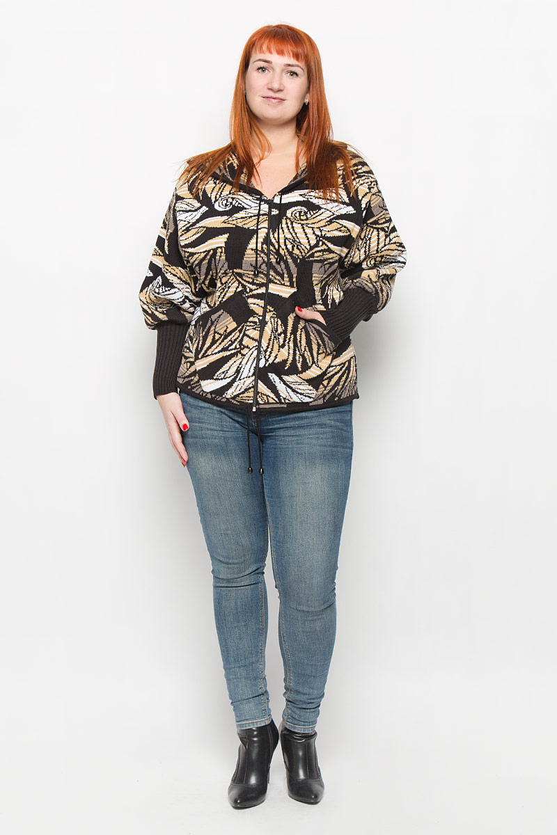 Кофта34403 Кофта34403Стильная женская кофта от Milana Style выполненная из качественной пряжи отлично дополнит ваш образ. Модель с капюшоном и длинными рукавами. Кофта застегивается на молнию и дополнена двумя накладными карманами. Рукава дополнены широкими манжетами, связанными резинкой. Капюшон и низ изделия оснащены утягивающим шнурком.