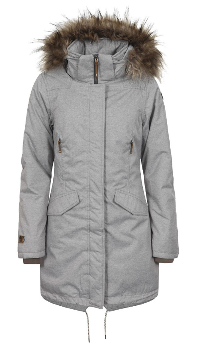Куртка653042592IV Куртка653042592IVУдобное женское пальто Icepeak согреет вас в прохладную погоду и позволит выделиться из толпы. Модель с длинными рукавами, воротником-стойкой и съемным капюшоном выполнена из водонепроницаемой и непродуваемой мембранной ткани. Подкладка и утеплитель выполнен из высококачественного полиэстера (120 г/м2). Объем капюшона регулируется при помощи шнурка- кулиски со стопперами, он оформлен искусственным мехом, который пристегивается с помощью кнопок и молнии. Пальто застегивается на застежку-молнию спереди и имеет ветрозащитный клапан на кнопках. Изделие дополнено двумя втачными карманами с клапанами на кнопках спереди, внутренним карманом на застежке-молнии и внутренним карманом-сеткой. Манжеты рукавов дополнены внутренними трикотажными манжетами. Низ и линия талии изделия дополнены шнурками-кулисками со стопперами.
