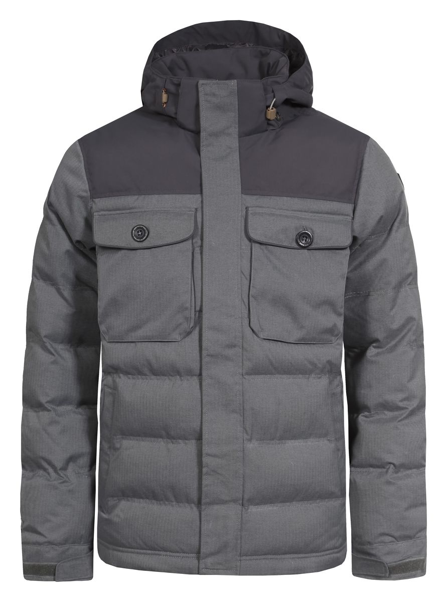 Куртка656039592IV Куртка656039592IVКуртка Icepeak Timon, изготовленная из водоотталкивающей и ветрозащитной ткани, которая создает оптимальный микроклимат внутри куртки, утеплена полиэстером (100 г/м2). Помимо этого здесь использовался утеплитель Super soft touch, состоящий из множества слоев тончайших волокон, которые обеспечивают отличную термоизоляцию, но не утяжеляют изделие. Куртка с воротником-стойкой и съемным капюшоном застегивается на молнию с ветрозащитным клапаном на кнопках. Капюшон пристегивается при помощи кнопок и регулируется с помощью эластичной резинки со стопперами. Манжеты рукавов дополнены хлястиками на липучках. Спереди куртка оформлена двумя втачными карманами на кнопках и двумя накладными с клапанами на кнопках, а с внутренней стороны расположены один накладной карман из сетчатой ткани и один втачной на молнии. Низ куртки дополнен кулиской со стопперами.