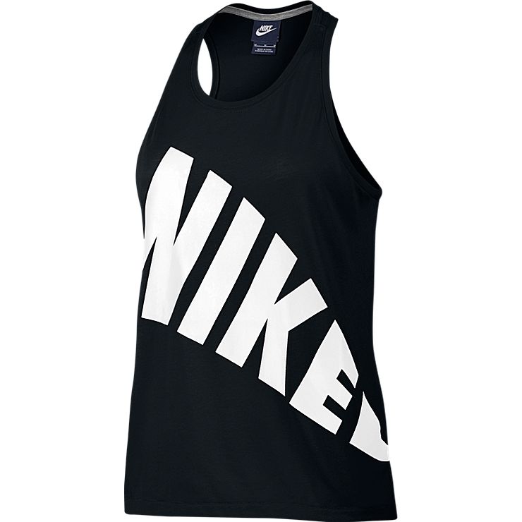 Майка804066-010 Майка804066-010Майка Nike W NSW Tор из хлопкового трикотажа. Круглый вырез, удлиненная спинка, крупный логотип бренда.