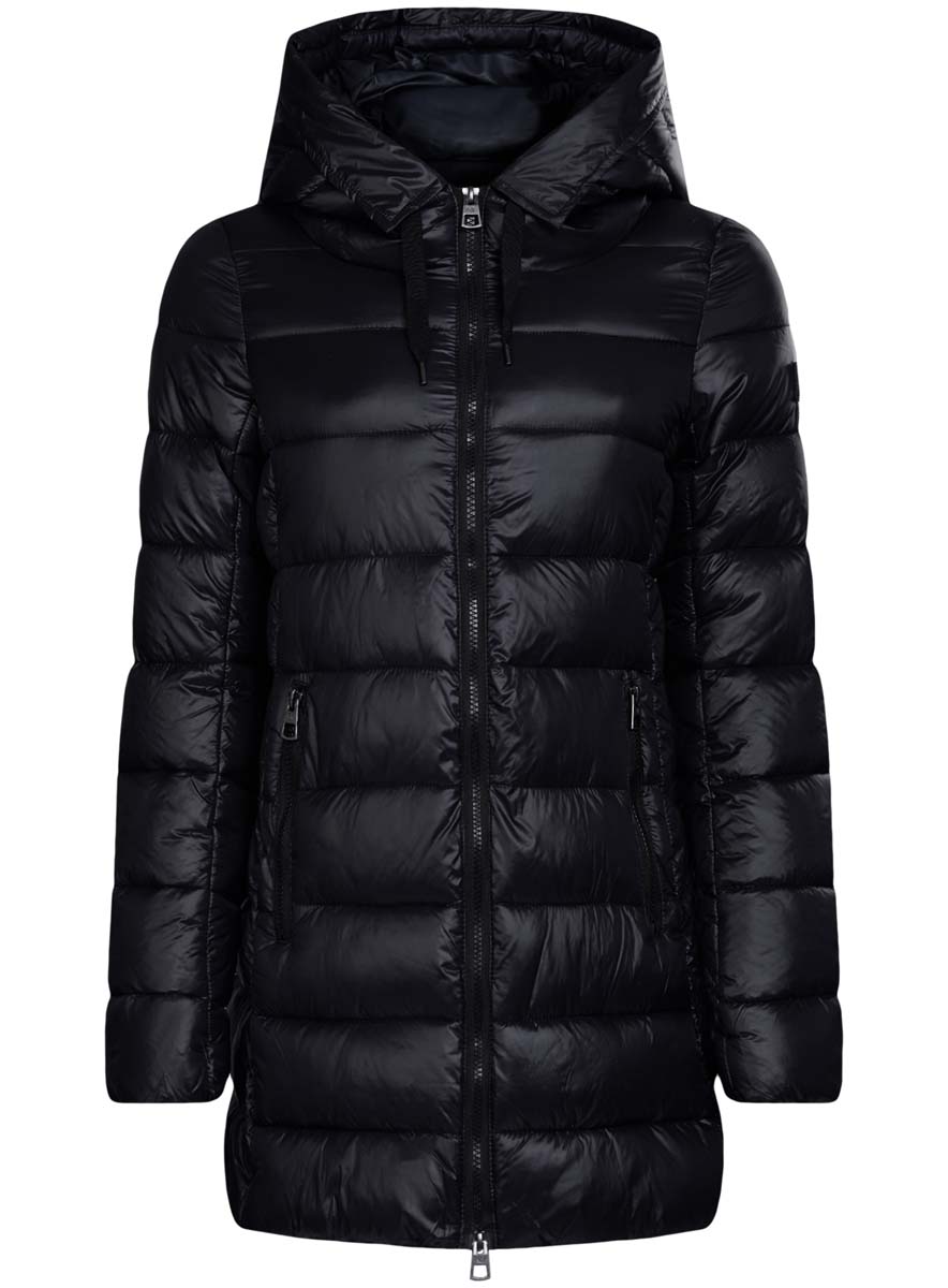 Куртка20204051-1/45911/2900N Куртка20204051-1/45911/2900NЖенская куртка oodji Collection изготовлена из высококачественного полиамида. В качестве утеплителя используется полиэстер. Модель с несъемным капюшоном застегивается на застежку-молнию. Спереди расположены два прорезных кармана с застежками-молниями, с внутренней стороны - накладной кармашек на кнопке. Манжеты рукавов присборены на тонкую резинку. Низ изделия регулируется с помощью эластичного шнурка.