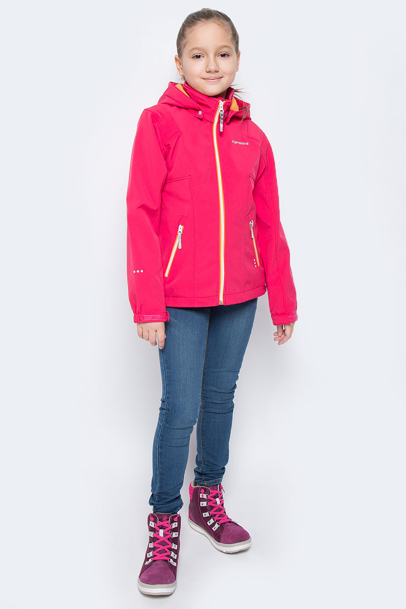 Куртка651816682IV Куртка651816682IVКуртка для девочки Icepeak Reina выполнена из водоотталкивающей ткани на флисовой подкладке. Модель с капюшоном и воротником стойкой застегивается на молнию и дополнена двумя прорезными карманами на молниях. Манжеты рукавов дополнены эластичными резинками и хлястиками на липучках. Капюшон пристегивается при помощи кнопок. Куртка оснащена светоотражающими элементами. Водонепроницаемая мембрана 3000 mm.