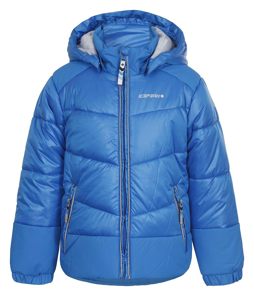 Куртка650101507IV Куртка650101507IVКуртка для мальчика Icepeak выполнена из водоотталкивающей ткани с синтепоновым утеплителем и дополнена двумя врезными карманами на молниях. Модель со съемным капюшоном и длинными рукавами застегивается на молнию с защитой подбородка. Капюшон пристегивается на кнопки. Низ изделия дополнен эластичной резинкой с фиксаторами. Куртка оснащена светоотражающими элементами.