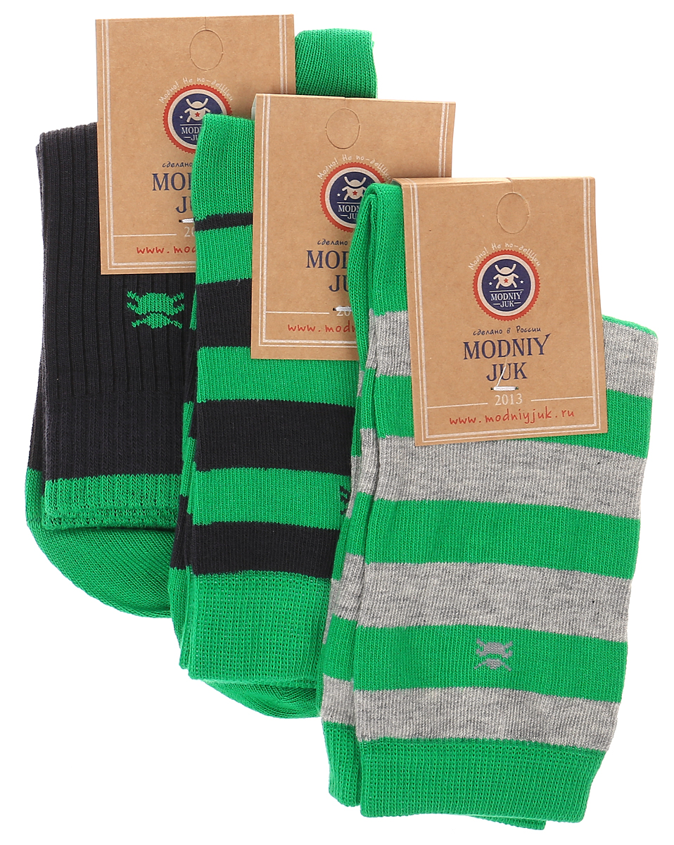 НоскиSocks 13/Logo/ НоскиSocks 13/Logo/Носки для мальчика Modniy Juk, изготовленные из высококачественного материала, идеально подойдут маленькому непоседе. Мягкая и широкая резинка плотно облегает ножку, не сдавливая ее, благодаря чему ребенку будет комфортно и удобно. Усиленные пятка и мысок обеспечивают надежность и долговечность. Носочки оформлены принтом в полоску и небольшим изображением жучка. В комплекте 3 пары носков.