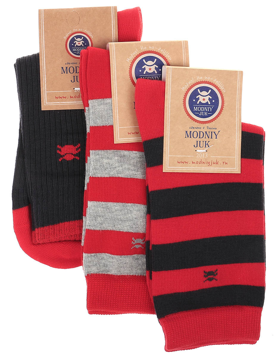 НоскиSocks 12/Logo/ НоскиSocks 12/Logo/Носки для мальчика Modniy Juk, изготовленные из высококачественного материала, идеально подойдут маленькому непоседе. Мягкая и широкая резинка плотно облегает ножку, не сдавливая ее, благодаря чему ребенку будет комфортно и удобно. Усиленные пятка и мысок обеспечивают надежность и долговечность. Носочки оформлены принтом в полоску и небольшим изображением жучка. В комплекте 3 пары носков.
