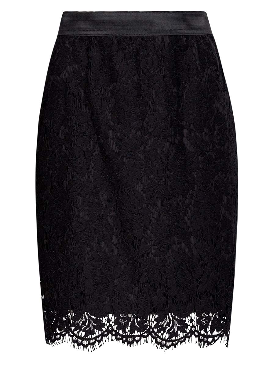 Юбка21602087/46131/2900N Юбка21602087/46131/2900NКружевная юбка oodji Collection выполнена из хлопка с добавлением полиамида и вискозы, подкладка - из полиэстера. Модель длины миди. Сзади изделие дополнено потайной застежкой-молнией и шлицей.