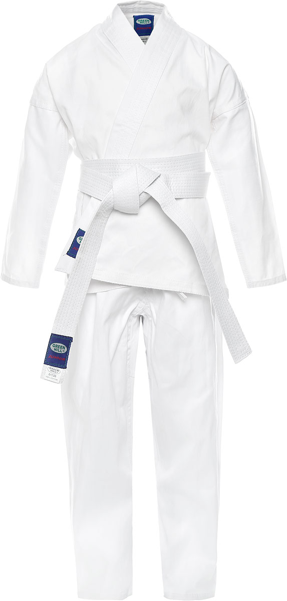 Кимоно для каратеKSJ-10054 Кимоно для каратеKSJ-10054Кимоно для карате Green Hill Junior состоит из рубашки, брюк и пояса. Просторная рубашка с глубоким запахом, с боковыми разрезами завязывается специальными завязками. Боковые швы и края полочек укреплены дополнительными строчками. Просторные брюки на широком поясе со шнурком для фиксации брюк на талии. Длинный плотный пояс укреплен многорядной прострочкой.