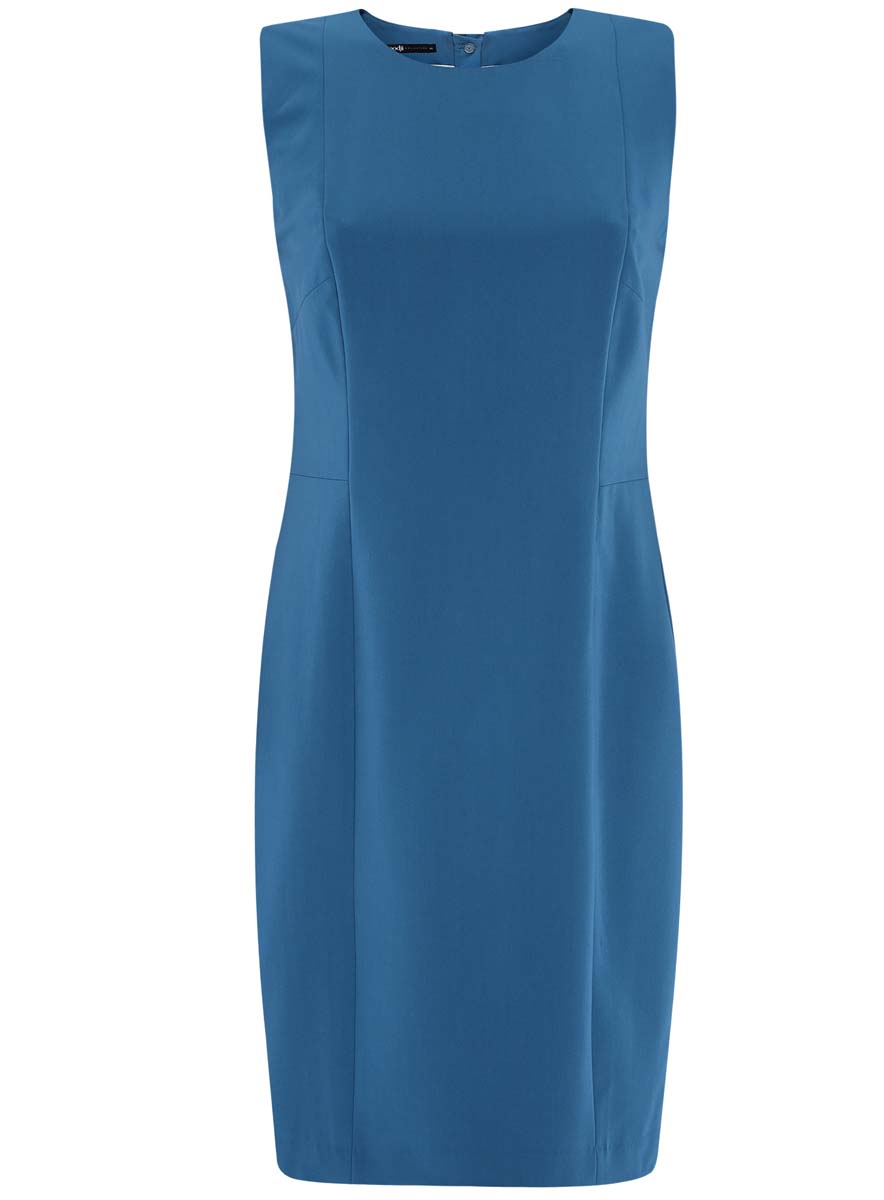 Платье21902064B/18600/2500M Платье21902064B/18600/2500MПлатье oodji Collection выполнено из высококачественного комбинированного материала. Модель по фигуре с круглым вырезом горловины и без рукавов застегивается на спинке на застежку-молнию и пуговицу.