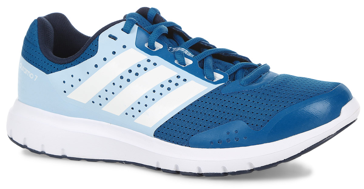 КроссовкиAQ6502 КроссовкиAQ6502Модные женские кроссовки Duramo 7 от adidas Performance придутся вам по душе. Верх, выполненный из сетчатого дышащего текстиля, дополнен бесшовными накладками из ПВХ. Одна из боковых сторон и язычок оформлены названием и логотипом бренда, другая сторона - названием модели. Подкладка из текстиля не натирает. Стелька Ortholite из материала ЭВА с текстильной поверхностью комфортна при движении. Классическая шнуровка с прорезиненной панелью надежно фиксирует модель на ноге. Легкая промежуточная подошва из материала ЭВА со вставкой Adiprene обладает высокой износостойкостью и обеспечивает идеальную амортизацию. Резиновая подошва с протектором гарантирует идеальное сцепление с любыми поверхностями. В этих функциональных кроссовках вам захочется использовать каждую возможность отправиться на пробежку.