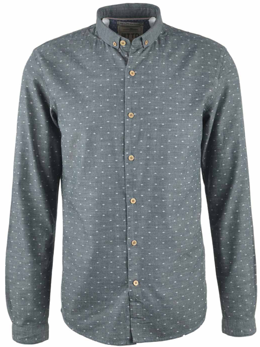 Рубашка2032745.00.12_2801 Рубашка2032745.00.12_2801Мужская рубашка Tom Tailor Denim изготовлена из натурального хлопка. Рубашка с отложным воротником и длинными рукавами застегивается на пуговицы по всей длине. Низ изделия имеет округлую форму.