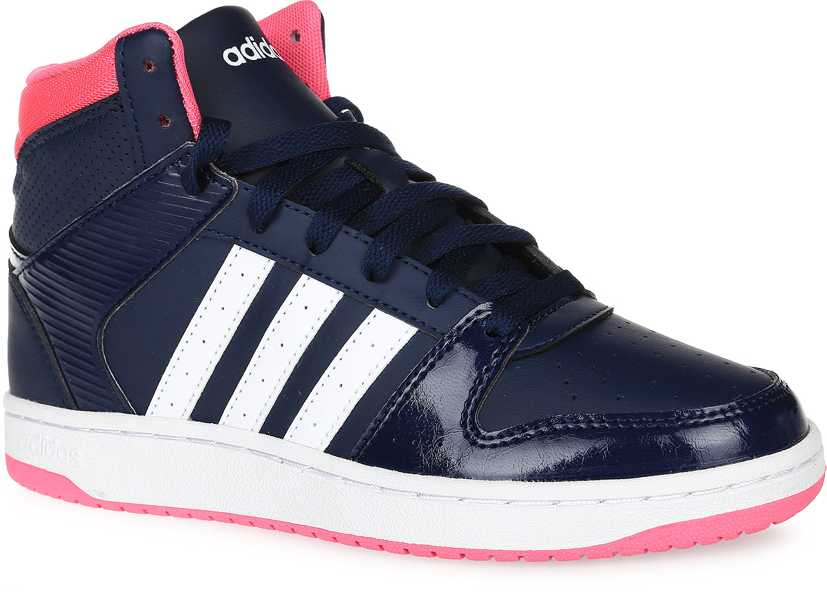 КедыAW4763 КедыAW4763Женские кеды VS Hoopster Mid от adidas Neo придутся вам по душе. Верх выполнен из натуральной кожи с микроперфорацией со вставками из текстиля. Язычок и задник оформлены названием бренда. По бокам кеды оформлены фирменными тремя полосками. Стелька из материала ЭВА с текстильной поверхностью комфортна при движении в течение всего дня. Классическая шнуровка надежно зафиксирует модель на ноге. Резиновая подошва с рифлением гарантирует идеальное сцепление с любыми поверхностями. Кеды VS Hoopster Mid прекрасно дополнят вашу экипировку для улицы в слякотную погоду.