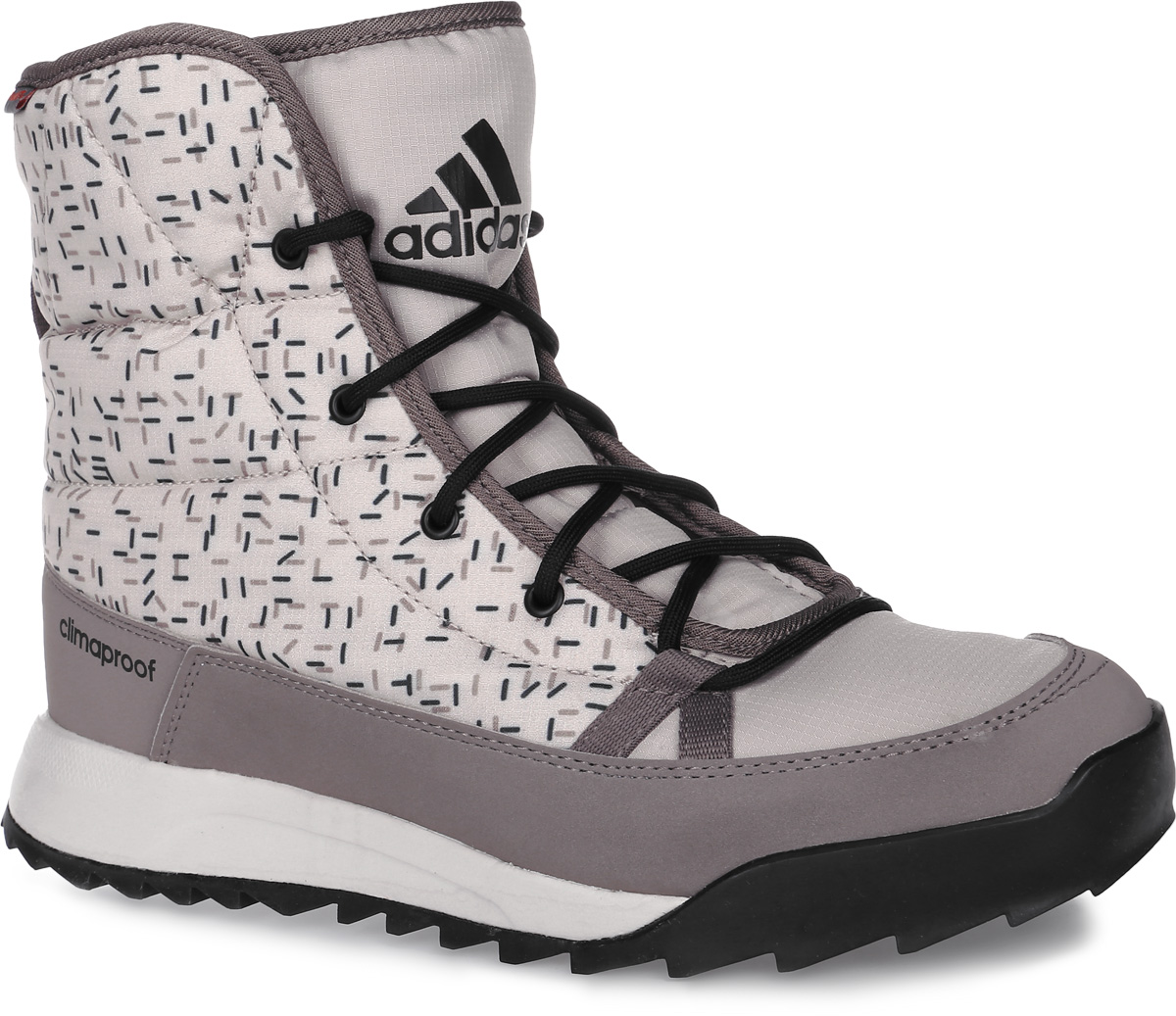 БотинкиAQ2024 БотинкиAQ2024Женские туристические ботинки CW Choleah Padded C от adidas, выполненные из водонепроницаемого материала Climaproof с утеплителем PrimaLoft сохранят ваши ноги в тепле и сухости на заснеженных тропах и холодных улицах. Высокотехнологичный синтетический наполнитель PrimaLoft продолжает греть даже во влажном состоянии. Текстильный верх с геометрическим принтом и дизайн адаптирован под особенности женской стопы. Модель дополнена вставками из синтетических материалов для износостойкости. Резиновая подошва Traxion с глубоким протектором для оптимального сцепления сохраняет свои свойства в течение долгого времени.