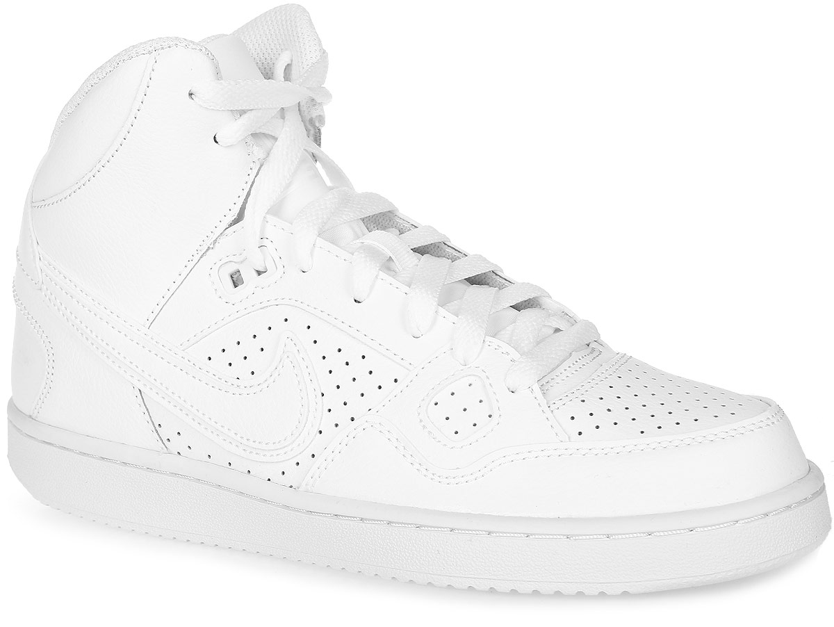 Кеды615158-109 Кеды615158-109Кроссовки Nike Son of Force Mid (GS) выполнены из перфорированной натуральной кожи, обеспечивающей вентиляцию и комфорт, дополнена вставками из искусственной кожи. Модель на классической шнуровке. Простроченная резиновая подошва cupsole предназначена для износостойкости и амортизации во время бега, осевая точка на подошве - для движения в разных направлениях.