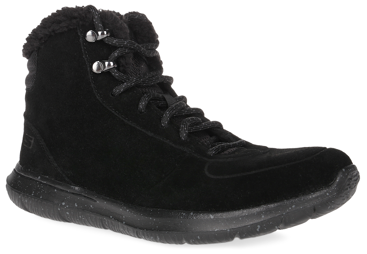 Ботинки13829-BBK Ботинки13829-BBKЖенские ботинки Go Walk City - V Sierra от Skechers для путешествий и активного отдыха прекрасно сочетают натуральные материалы и лаконичный дизайн. Верх выполнен из натуральной замши, которая сохраняет тепло и позволяет коже дышать. В качестве утеплителя используется синтетический мех, которым также декорирован верх обуви. Легкий и технологичный амортизационный материал подошвы Resalyte, быстро восстанавливает первоначальную форму после деформации. Классическая шнуровка надежно фиксирует обувь на ноге.