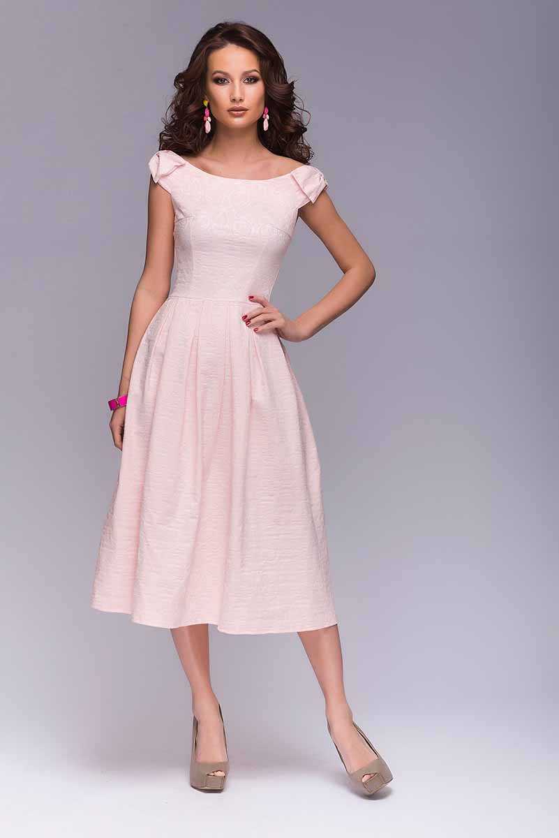 ПлатьеDM00387 ПлатьеDM00387Платье 1001 Dress с бантиками на плечах. Платье выполнено из хлопкового жаккарда. Жаккард очень нежного цвета, приятный на ощупь, с красивым фактурным рисунком. Открытая линия плеч. Юбка женственной длины миди с бантовыми складками.