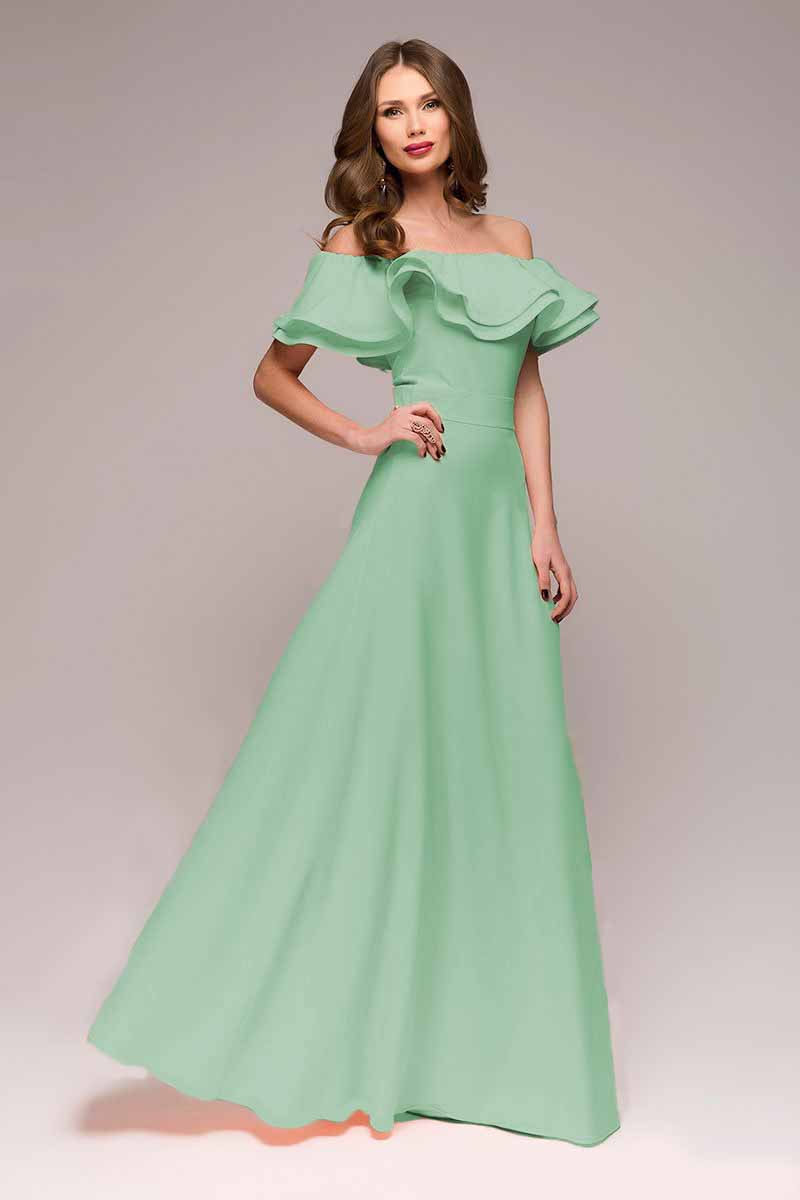 ПлатьеDM00546 ПлатьеDM00546Шикарное платье 1001 Dress для шикарных женщин. Нежный цвет, длинная летящая юбка, воланы на плечах и втачной пояс, подчеркивающий талию, создают невероятно хрупкий и женственный образ. Идеальный выбор для торжественного дня.