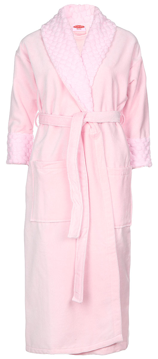 ХалатAngora ХалатAngoraЖенский халат Hobby Home Collection Angora изготовлен из приятного на ощупь высококачественного натурального хлопка. Изнаночная сторона изделия отделана мелкими петельками. Халат с воротником-шалью и рукавами 3/4 дополнен узким текстильным поясом. Изделие имеет оригинальную объемную отделку по воротнику и манжетам рукавов, спереди дополнено двумя накладными карманами. Халаты марки Hobby уникальны и разрабатываются эксклюзивно для данной марки. При создании коллекции используются самые высокотехнологичные ткацкие приемы. Дизайнеры марки украшают вещи изысканным декором. Коллекция линии соответствует актуальным тенденциям, диктуемым мировыми подиумами и модой в области домашнего текстиля.