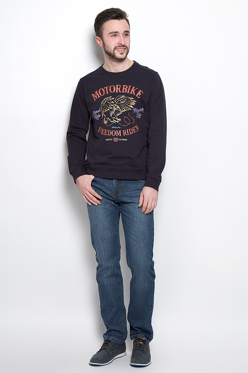 СвитшотSt-213/828-7120 СвитшотSt-213/828-7120Стильный мужской свитшот Sela Casual Wear выполнен из хлопка и полиэстера. Модель с круглым вырезом горловины и длинными рукавами. Манжеты, горловина и низ изделия дополнены трикотажными резинками.