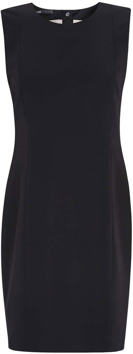 Платье21902064B/18600/2500M Платье21902064B/18600/2500MПлатье oodji Collection выполнено из высококачественного комбинированного материала. Модель по фигуре с круглым вырезом горловины и без рукавов застегивается на спинке на застежку-молнию и пуговицу.